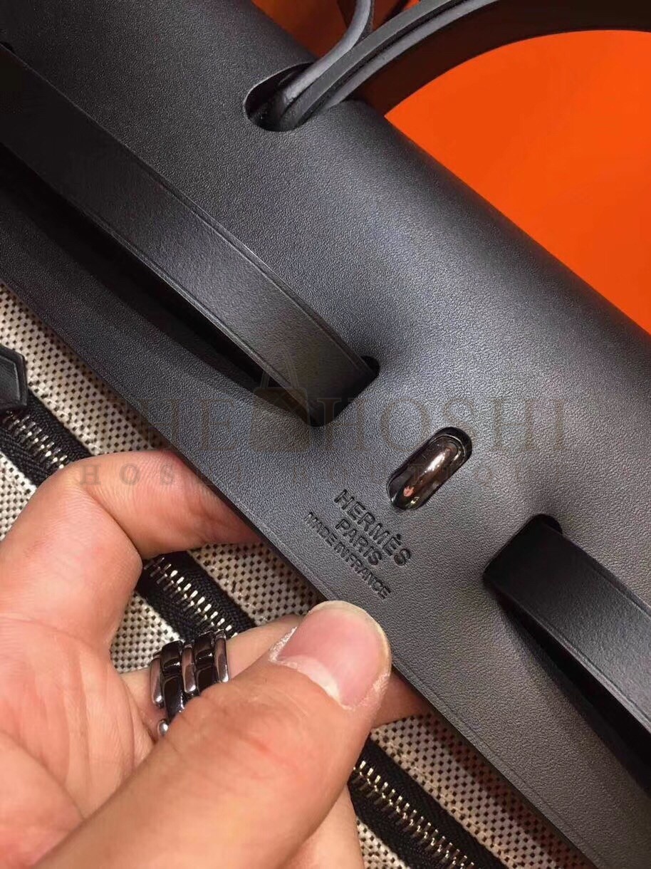 H**me5 Herbag Zip 31cm Bag In Black Leather And Toile Master Quality