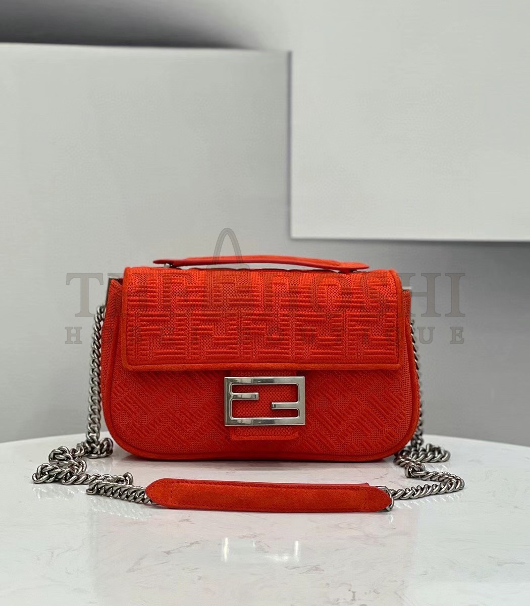 F**di Baguette Chain Midi Bag In Piment FF Fabric Master Quality