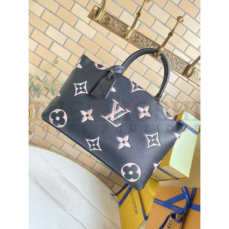 L0vis Vvtt0n LV Women Grand Palais Tote Bag Black Monogram Embossed Grained Cowhide Master Quality