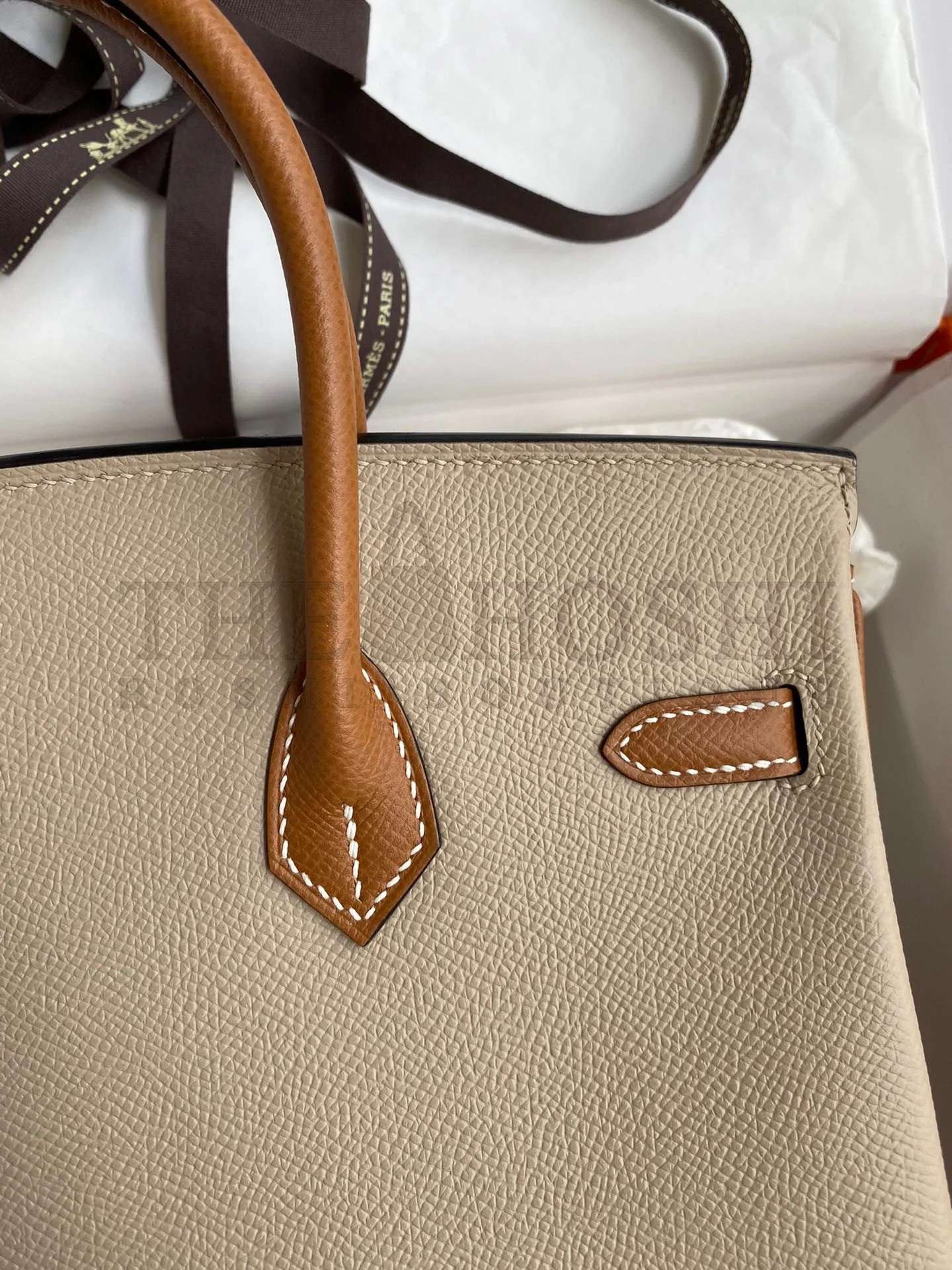 H**me5 HSS Birkin 25 Bicolor Bag in Trench and Gold Epsom Calfskin Master Quality