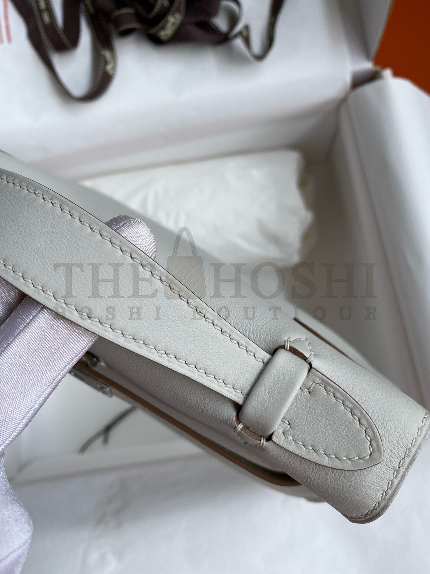 H**me5 Kelly Pochette Handmade Bag In Pearl Grey Swift Calfskin Master Quality