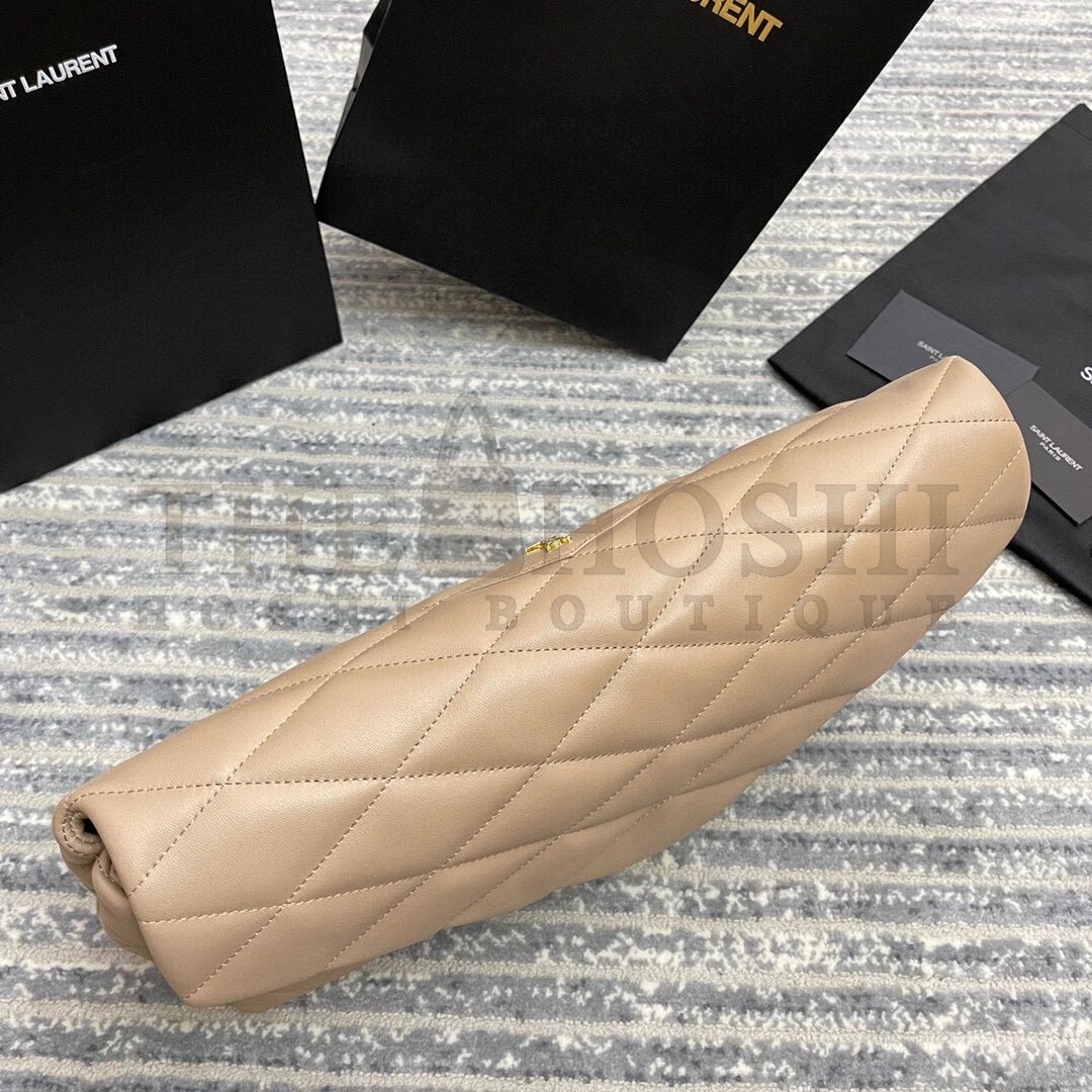Sa1nt Lau*nt Sade Puffer Envelope Clutch In Beige Lambskin Master Quality