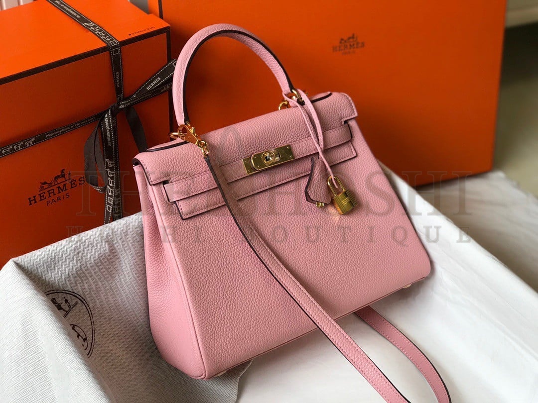 H**me5 Kelly 25cm Retourne Bag in Pink Clemence Leather GHW Master Quality