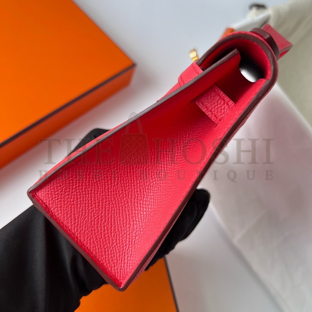 H**me5 Kelly Pochette Handmade Bag In Rose Japour Epsom Calfskin Master Quality