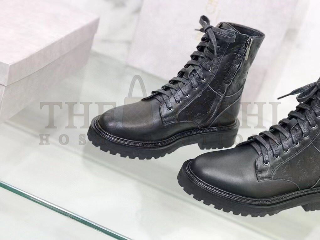 J1m*y Ch00 Cora Flat Combat Boots In Black Leather Master Quality