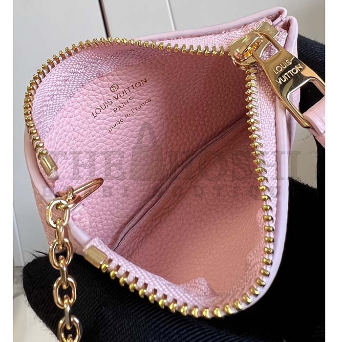 L0vis Vvtt0n LV Women Key Pouch Pink Monogram Empreinte Embossed S*pple Grained Cowhide Leather Master Quality