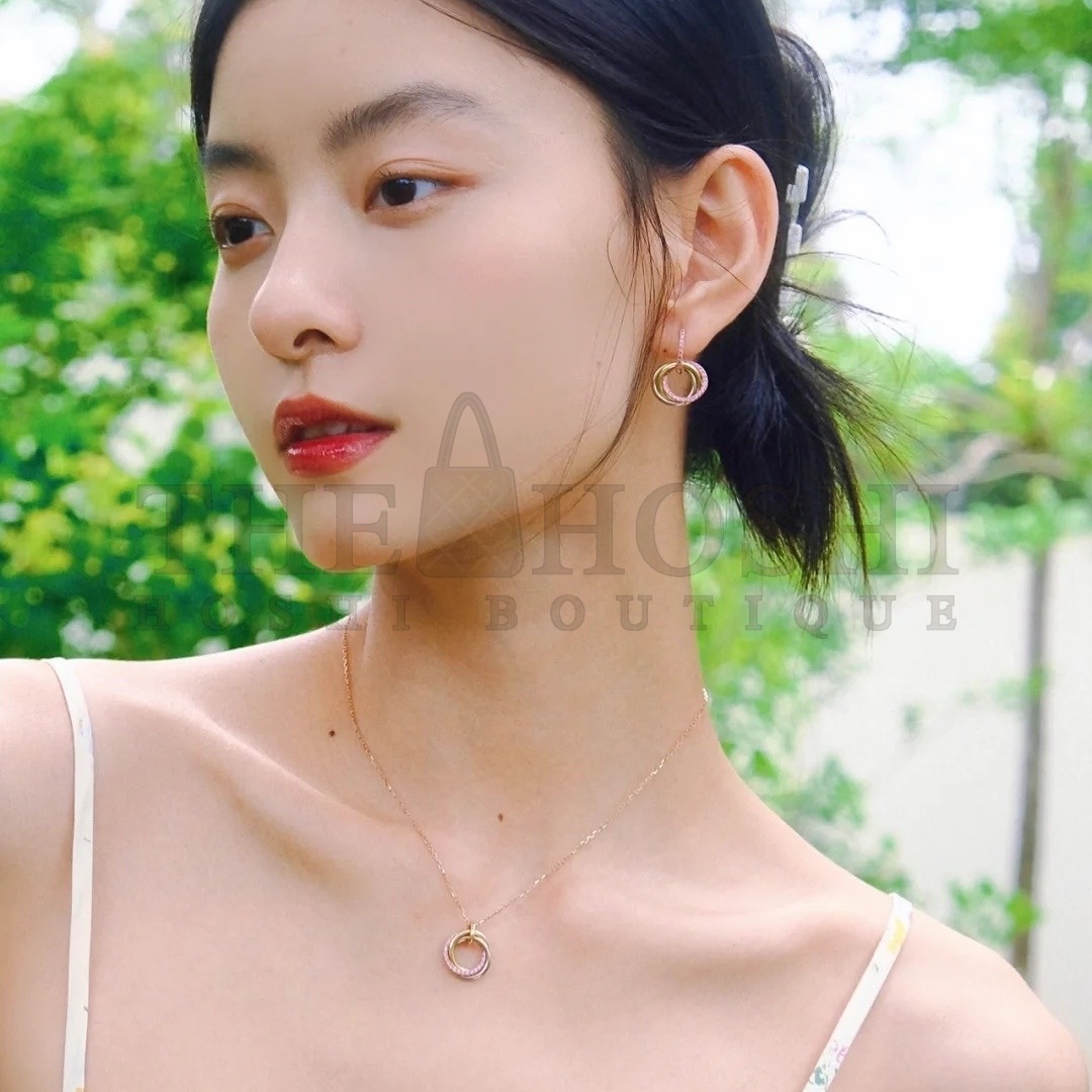 Ca*t1er Triple Ring Pink D1am0nd Earrings Master Quality