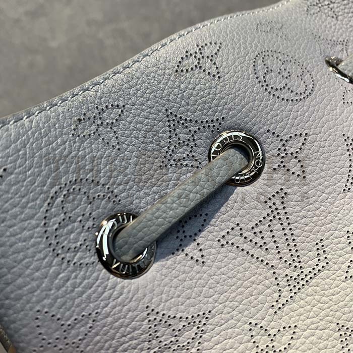 L0vis Vvtt0n LV Women Bella Bucket Bag Olympe Blue Perforated Mahina Calf Leather Master Quality