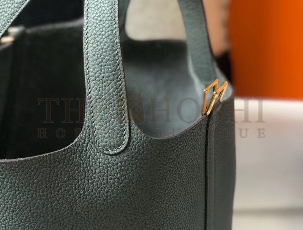 H**me5 Vert Amande Picotin Lock MM 22cm Handmade Bag Master Quality