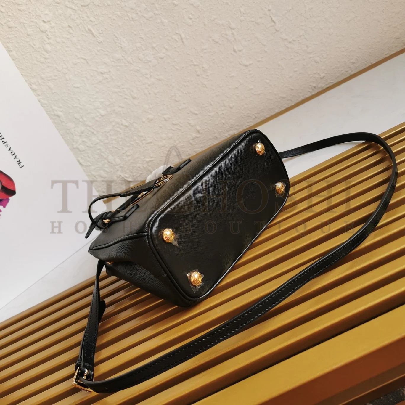 Pra*a Mini Galleria Bag In Black Saffiano Leather Master Quality