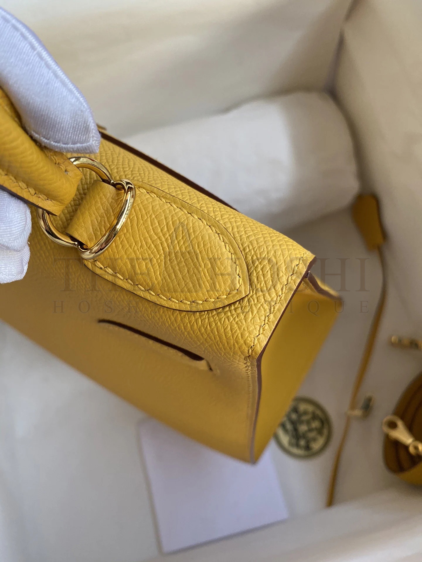 H**me5 Kelly Sellier 28 Handmade Bag In Jaune Ambre Epsom Calfskin Master Quality