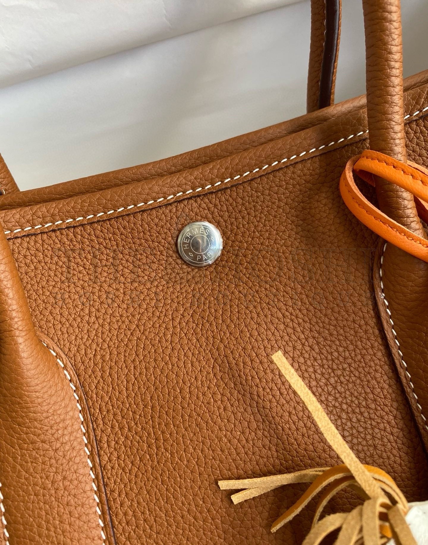 H**me5 Garden Party 30 Handmade Bag in Gold Clemence Leather Master Quality