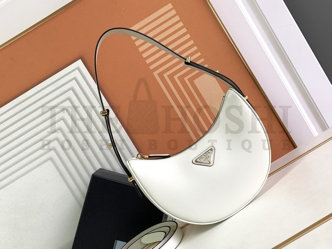 Pra*a Arque Shoulder Bag in White Leather Master Quality