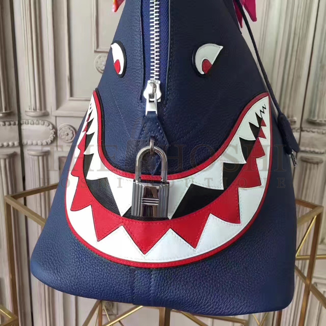 H**me5 Shark Bolide 45cm Bag In Blue Calfskin Master Quality