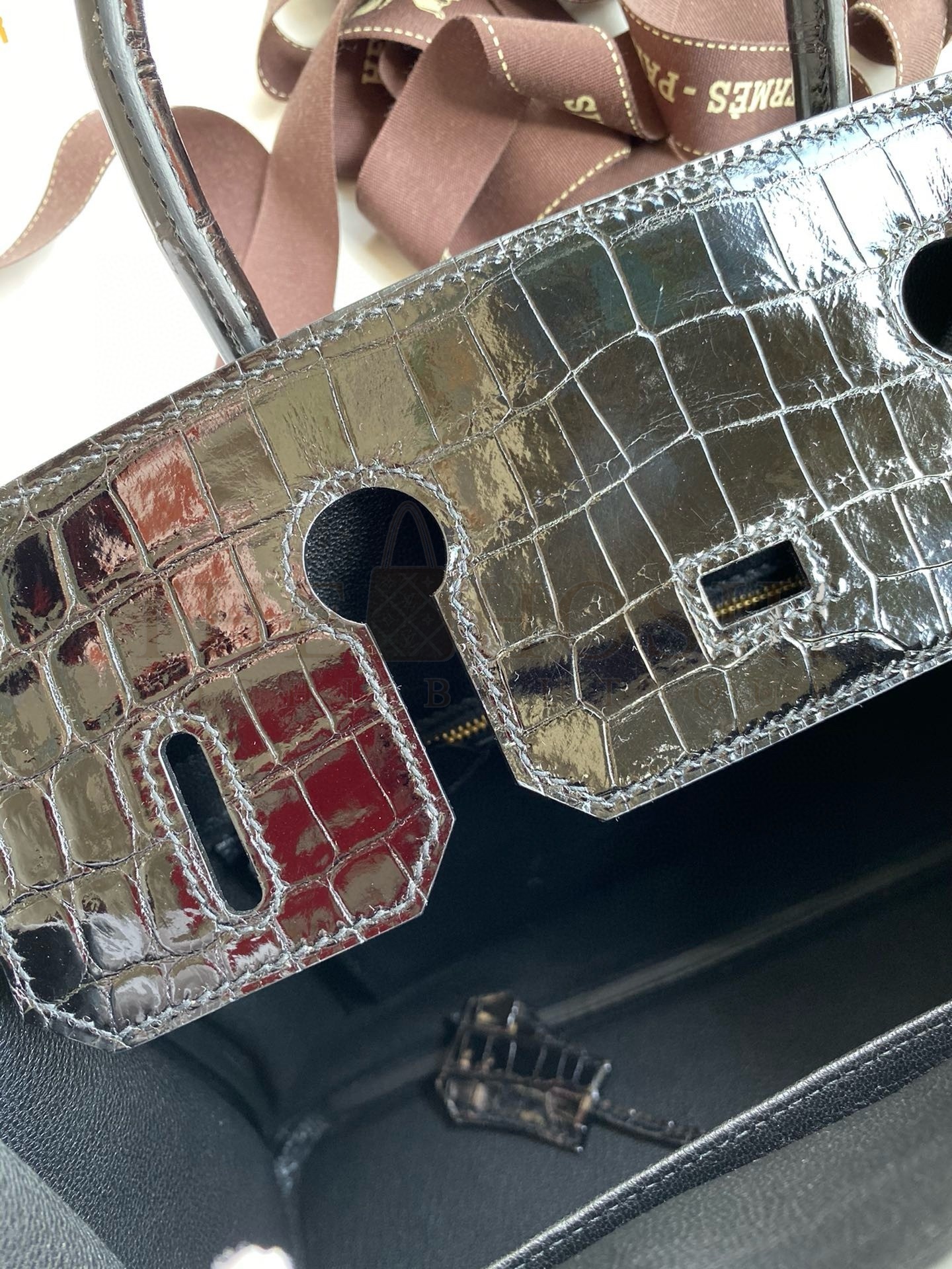 H**me5 Touch Birkin 30 Bag In Black Clemence and Shiny Niloticus Crocodile Skin Master Quality