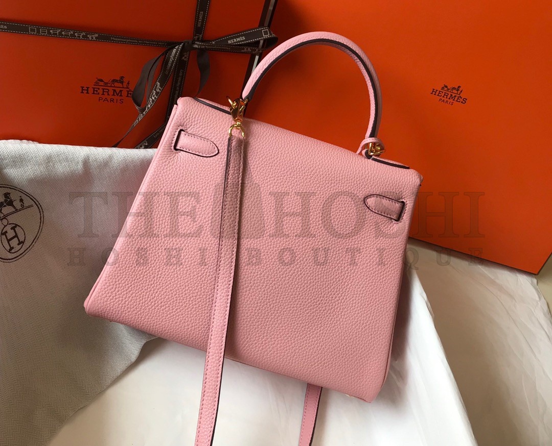 H**me5 Kelly 28cm Retourne Bag in Pink Clemence Leather GHW Master Quality