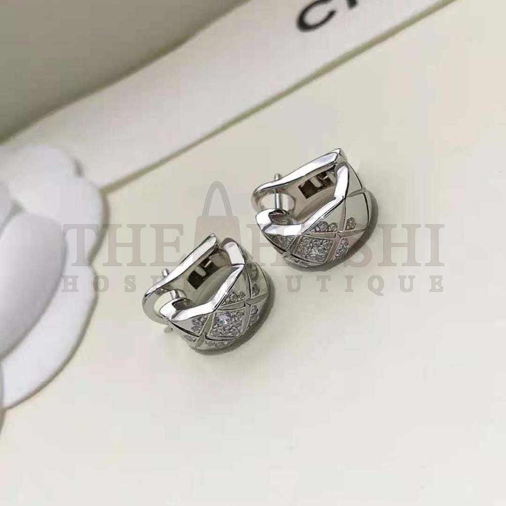 Ch**el Women Coco Crush Earrings in 18K White Gold Master Quality