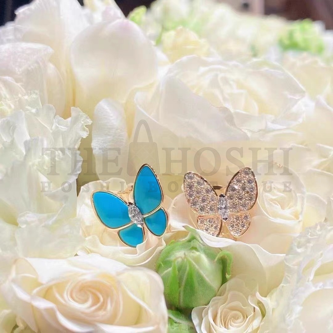 V*n Cl**f & Arpels Blue Butterfly & Full D1am0nd Butterfly Ring, Two Butterfly Between the Finger ring Master Quality