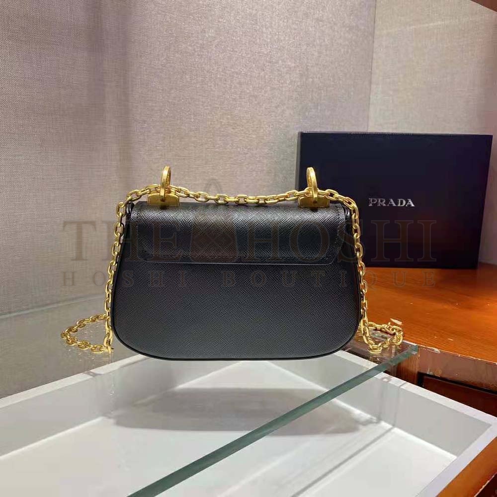 Pra*a Women Saffiano Leather Shoulder Bag-Black Master Quality