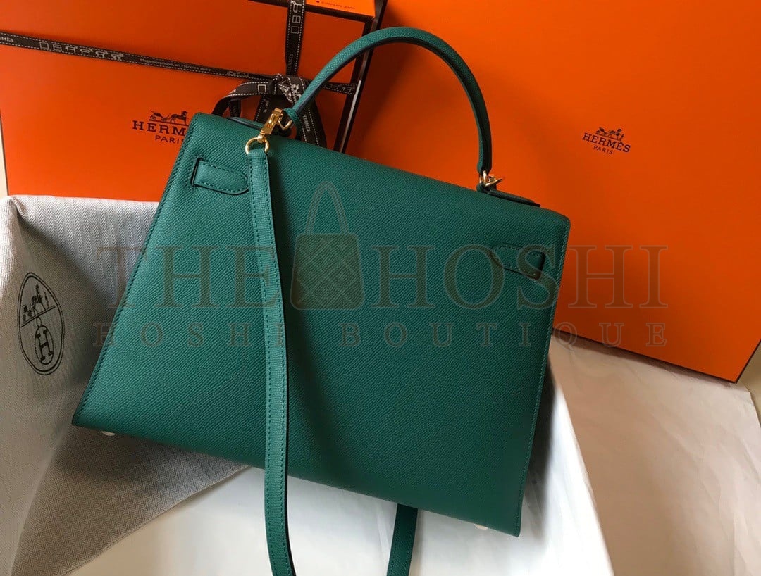 H**me5 Kelly 32cm Sellier Bag in Malachite Epsom Calfskin GHW Master Quality