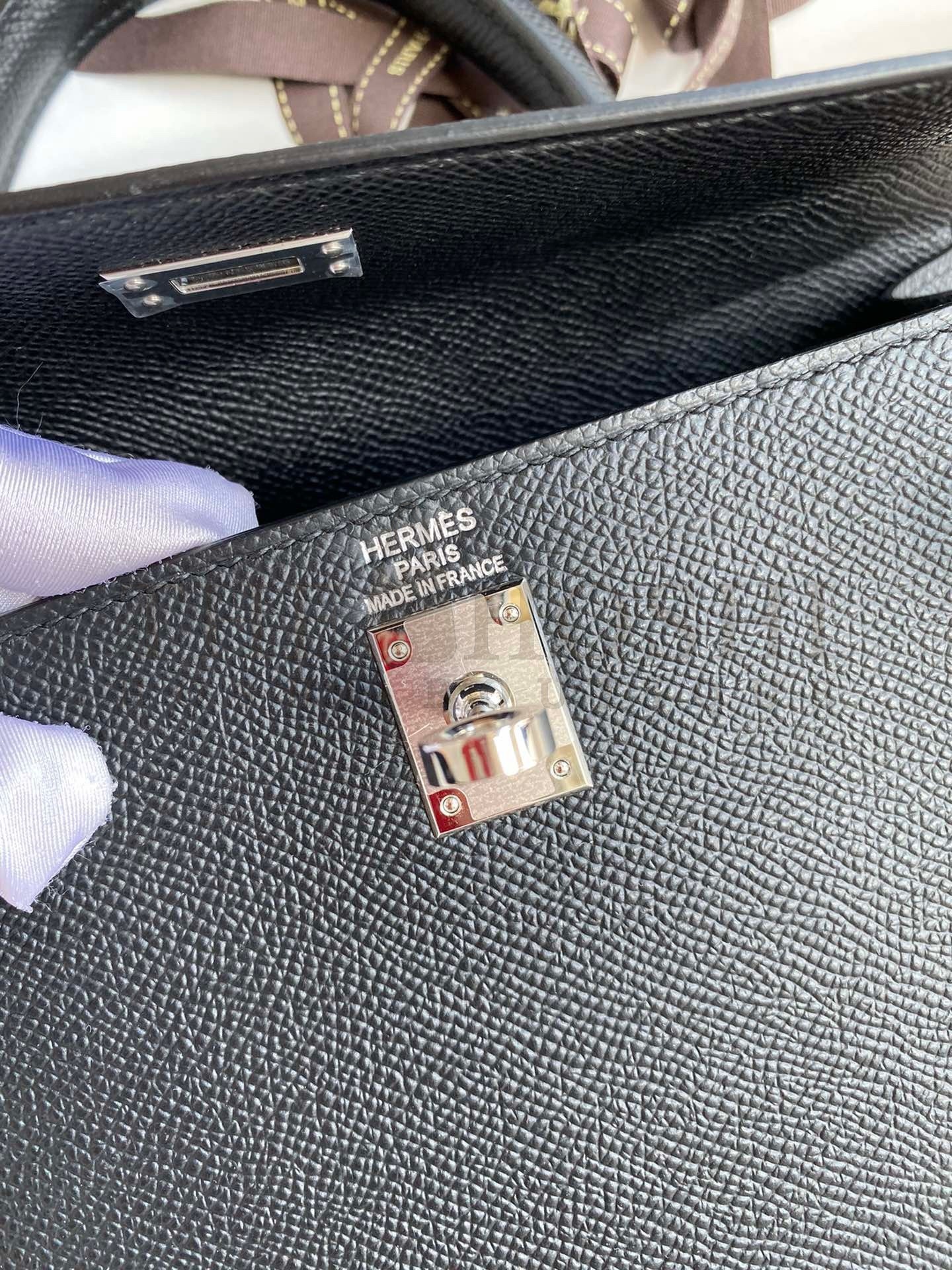 H**me5 Epsom Kelly 25cm Sellier Handmade Black Bag Master Quality