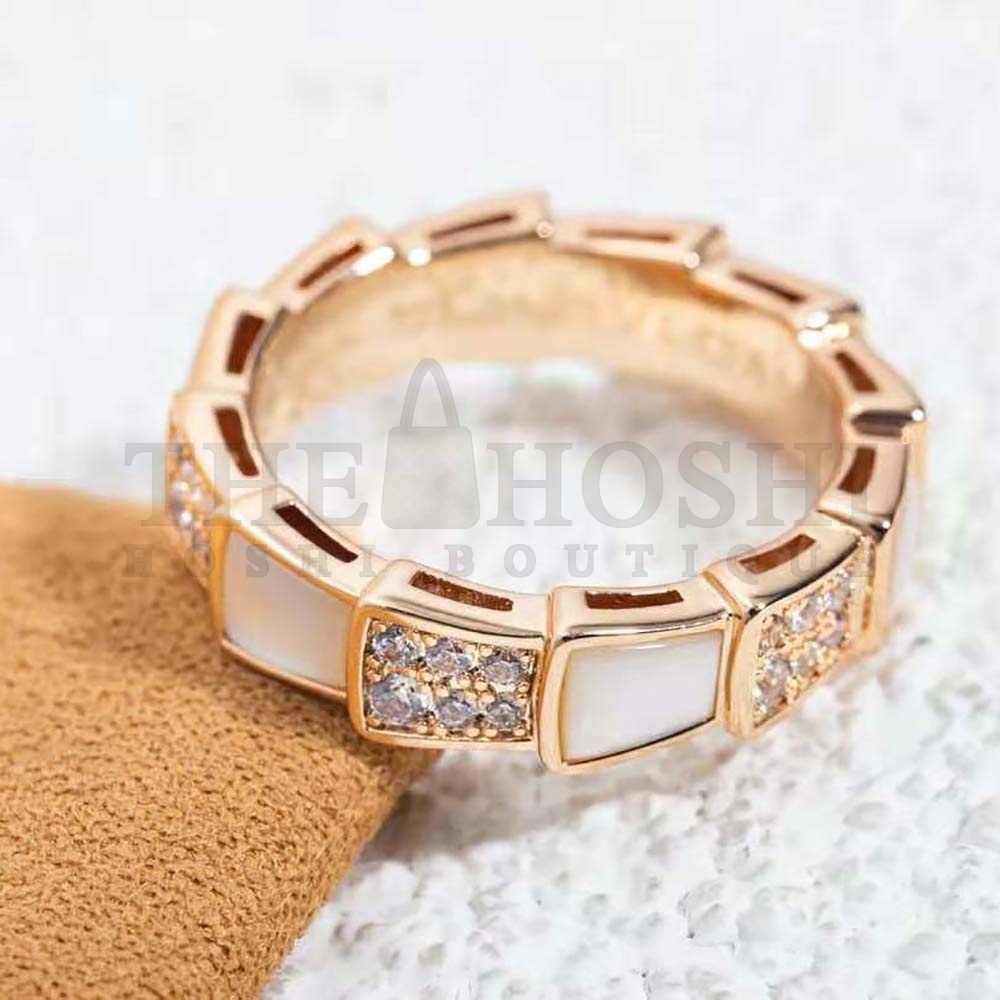 Bv1g*ai Women Serpenti Viper Band Ring in 18 KT Rose Gold-White Master Quality