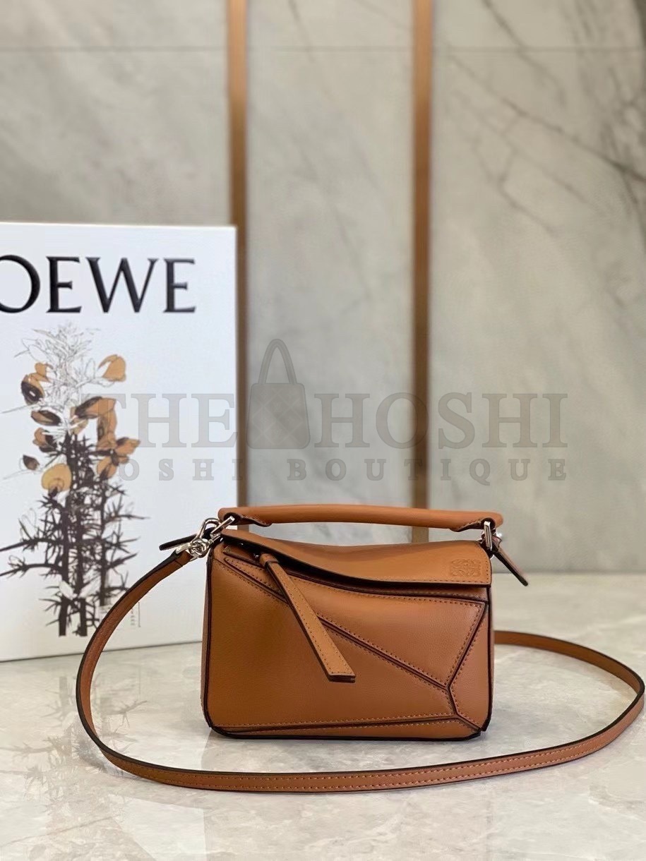 L0ew* Mini Puzzle Bag In Brown Calfskin Leather Master Quality