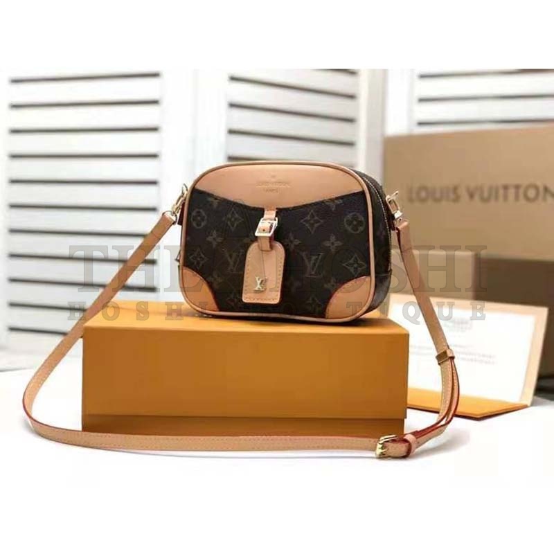 L0vis Vvtt0n LV Women Deauville Mini Handbag Monogram Coated Canvas-Brown Master Quality