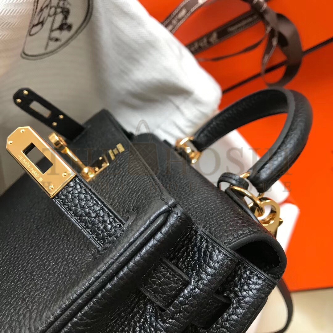 H**me5 Mini Kelly 20cm Bag In Black Clemence Leather Master Quality
