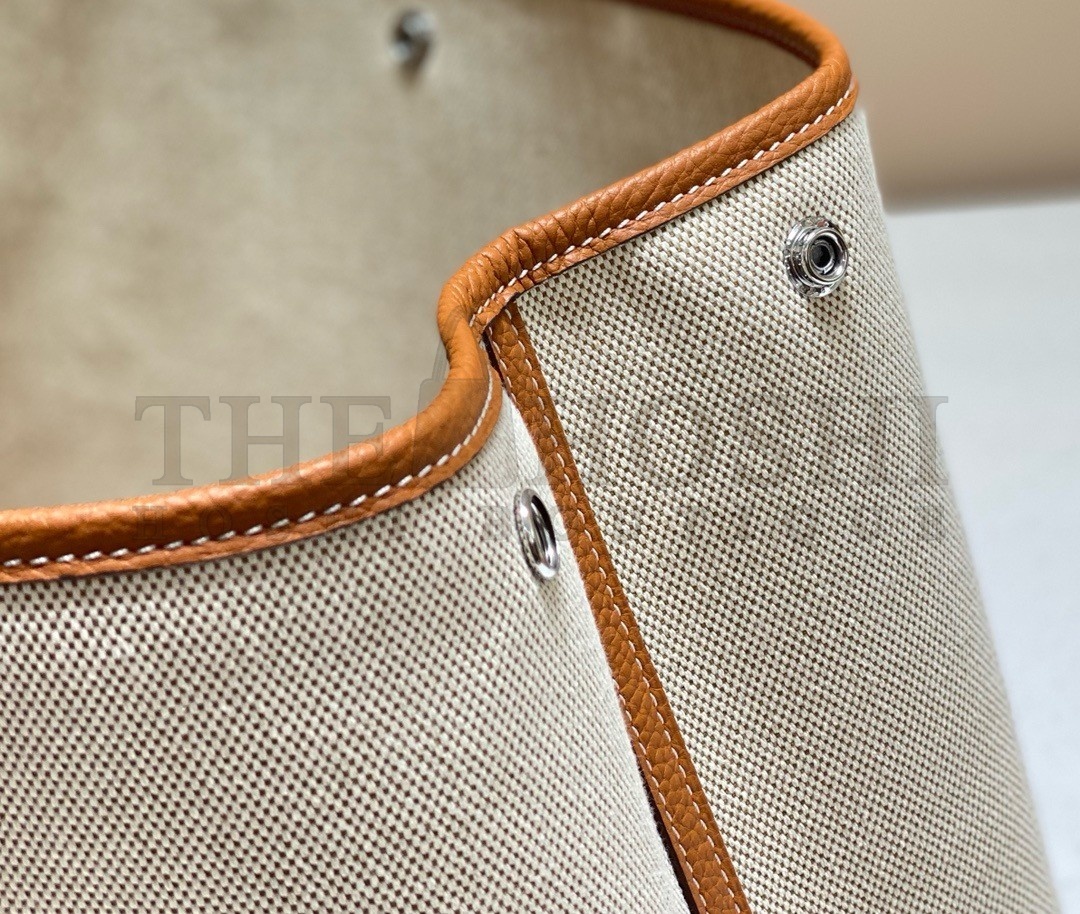 H**me5 Garden Party 36cm Bag in Toile and Gold Leather Master Quality