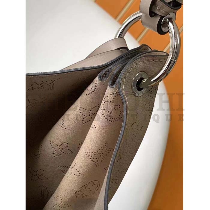 L0vis Vvtt0n LV Women Carmel Hobo Bag Gris Souris Gray Mahina Perforated Calfskin Leather Master Quality