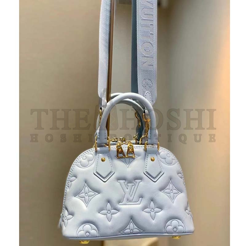 L0vis Vvtt0n LV Women Alma BB Handbag Blue Quilted Embroidered Smooth Calf Master Quality