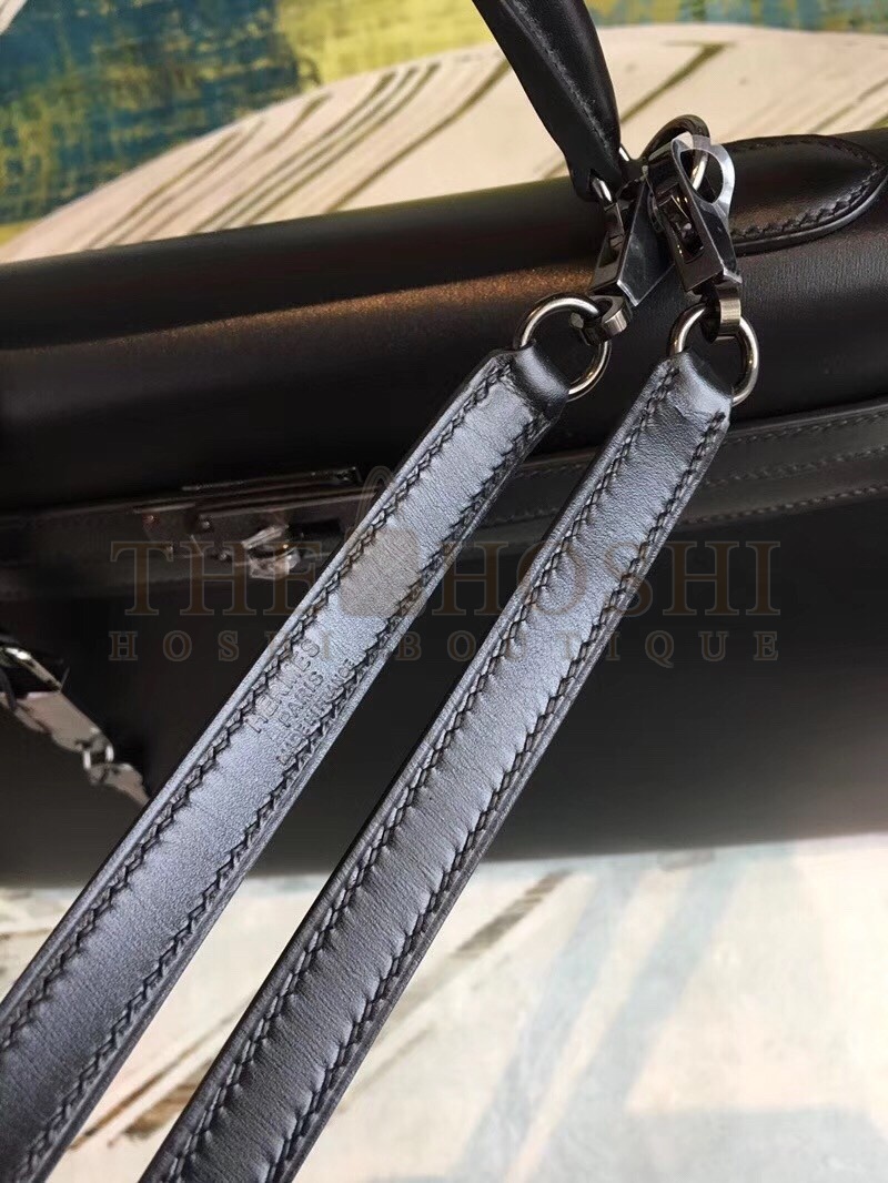 H**me5 All Black Box Kelly 35cm Handmade Bag Master Quality