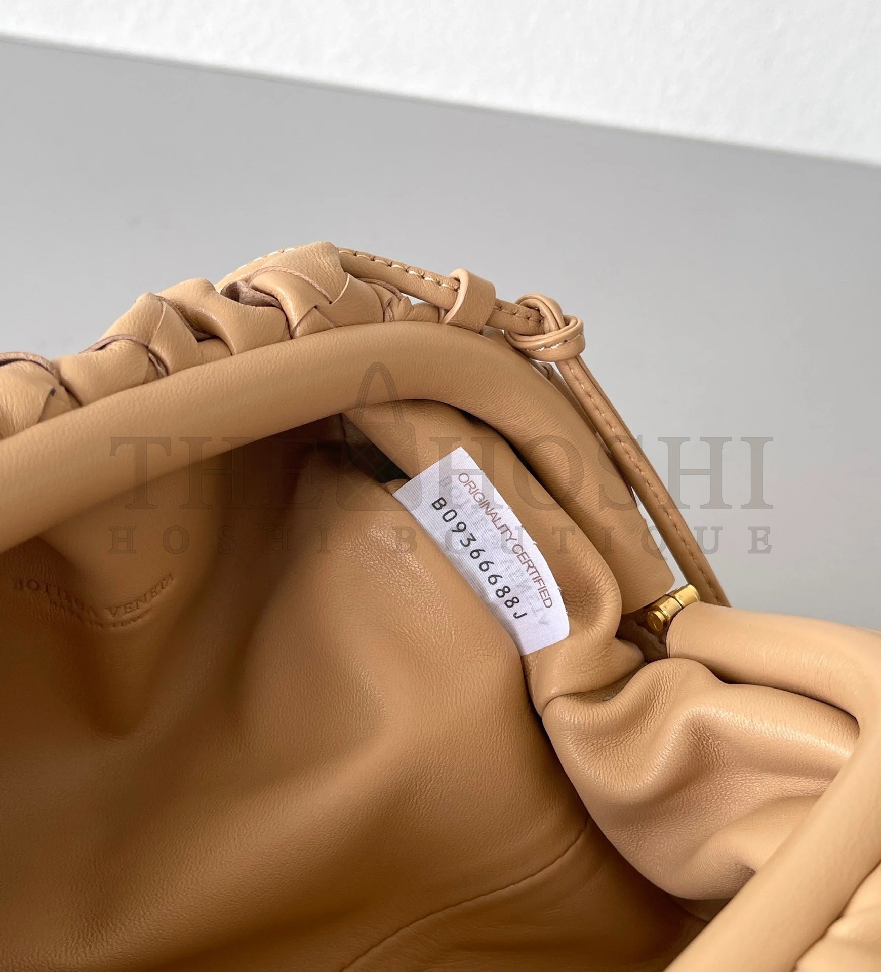 B0tt*ga Ven*ta Mini Pouch with Strap in Almond Intrecciato Lambskin Master Quality