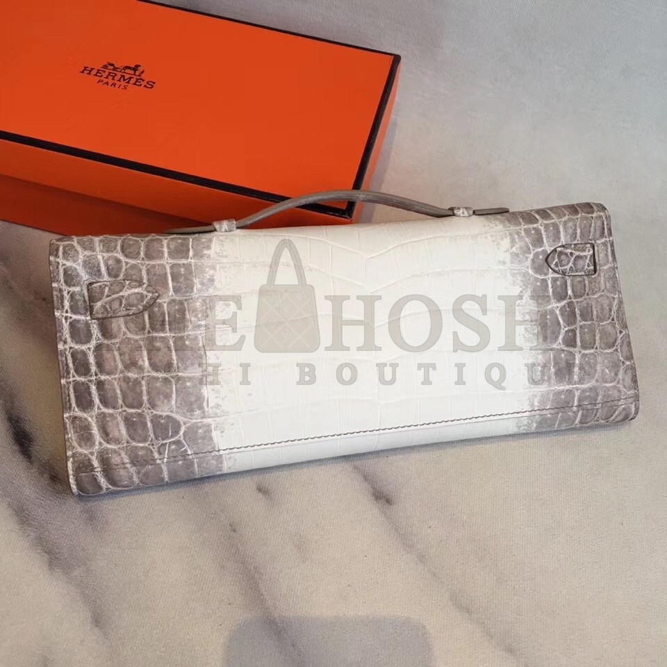 H**me5 D1am0nd Kelly Cut Clutch In Himalaya Niloticus Crocodile Skin Master Quality