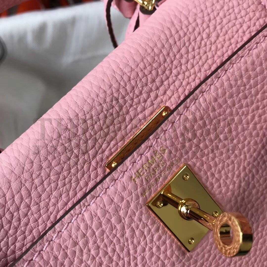 H**me5 Mini Kelly 20cm Bag In Pink Clemence Leather Master Quality