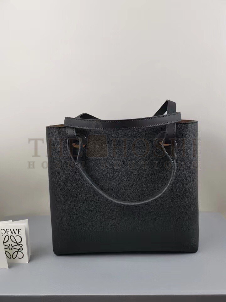 L0ew* Small Anagram Tote In Black Grained Calfskin Master Quality