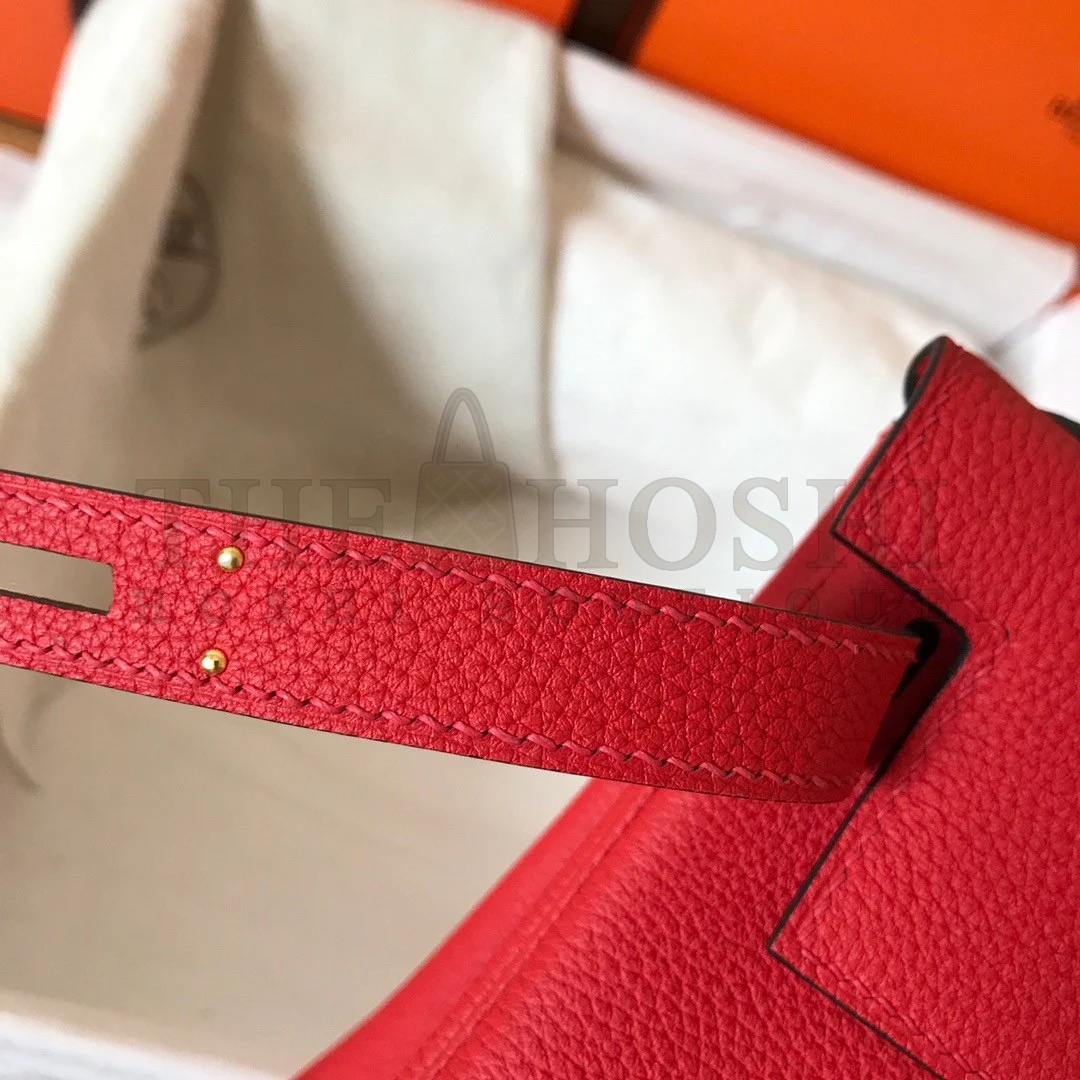 H**me5 Kelly Retourne 28 Handmade Bag In Red Clemence Leather Master Quality