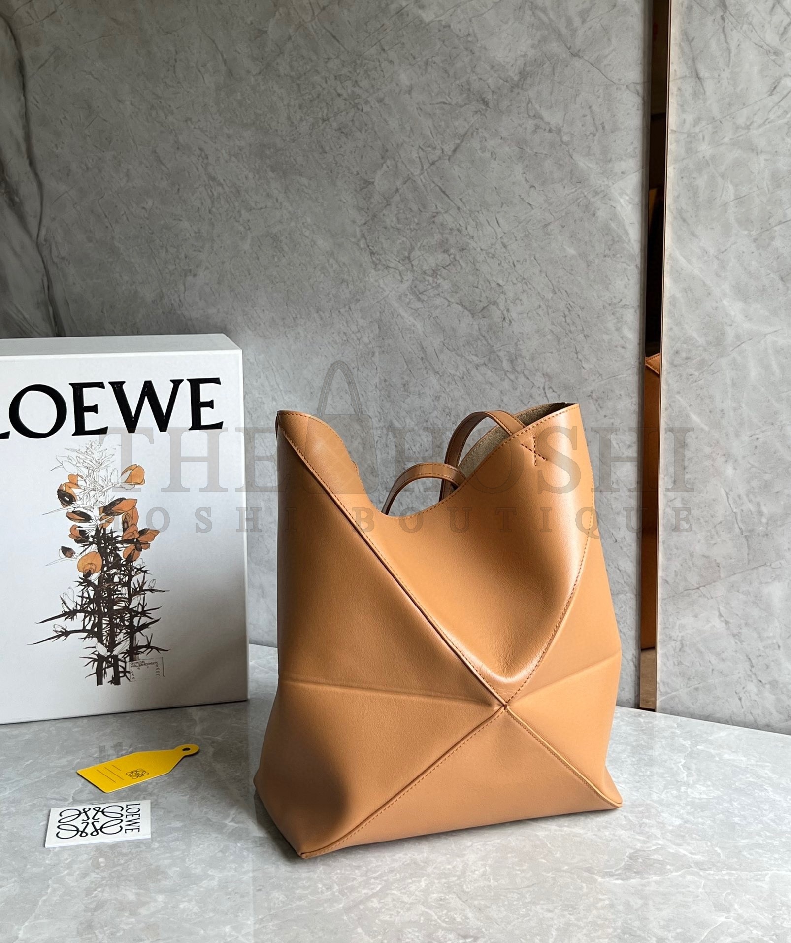 L0ew* Medium Puzzle Fold Tote Bag in Tan Calfskin Master Quality