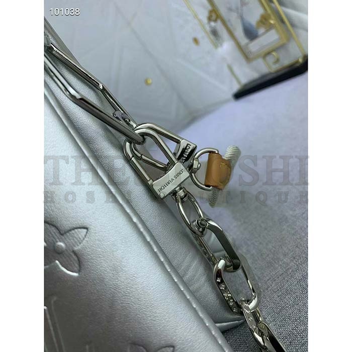 L0vis Vvtt0n LV Women Coussin PM Handbag Silver Lambskin Cowhide Lining Zip Closure Master Quality