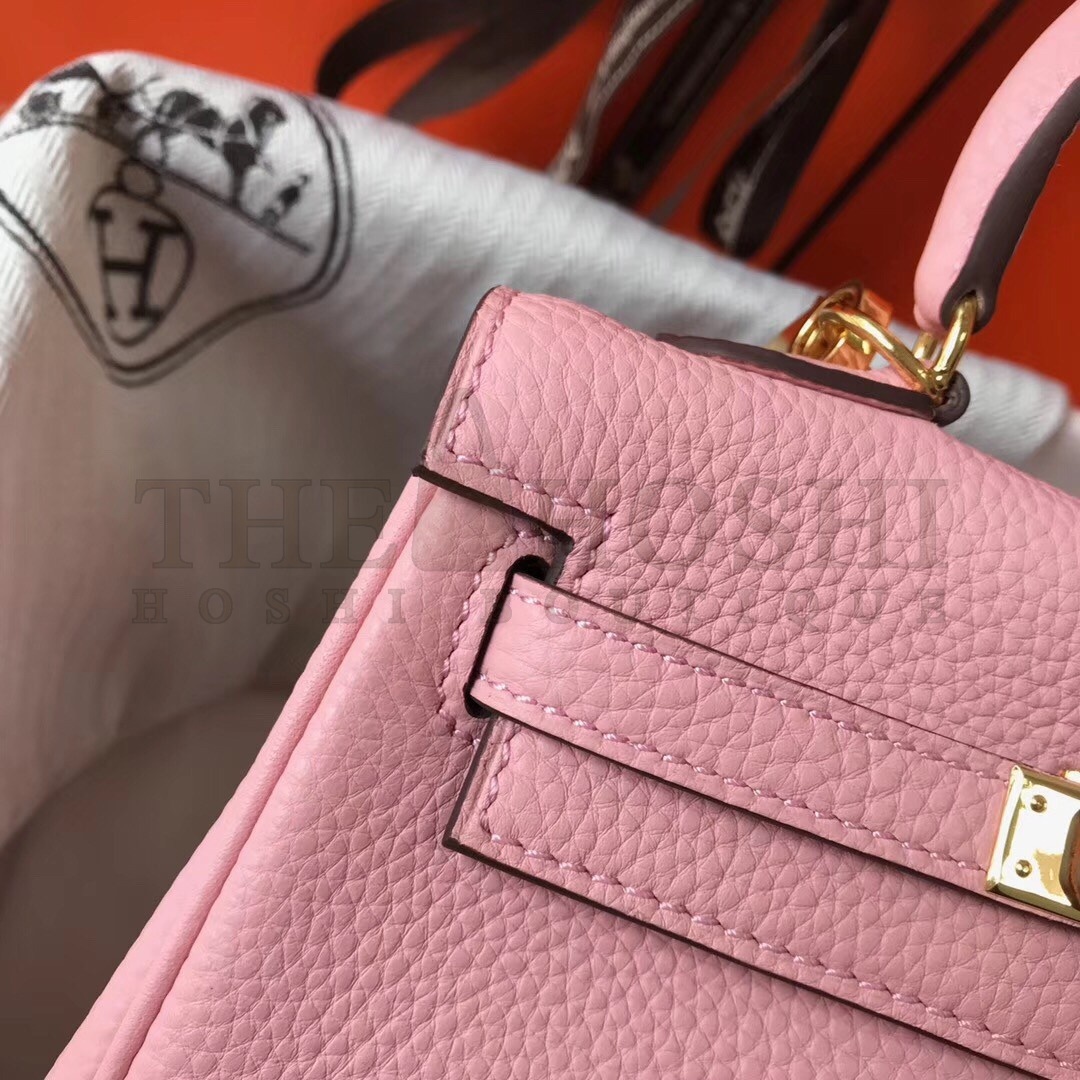 H**me5 Mini Kelly 20cm Bag In Pink Clemence Leather Master Quality