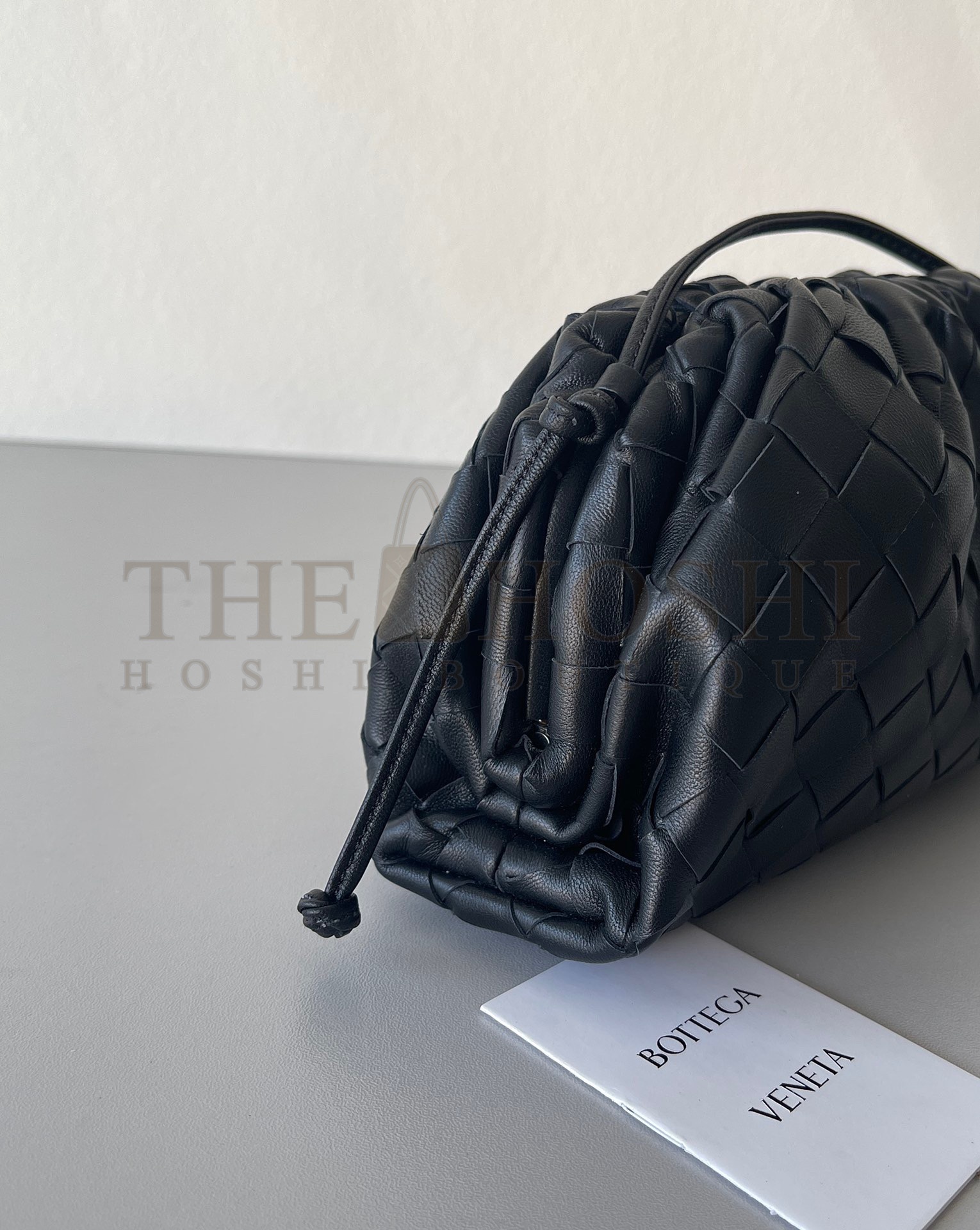 B0tt*ga Ven*ta Mini Pouch with Strap in Black Intrecciato Lambskin Master Quality