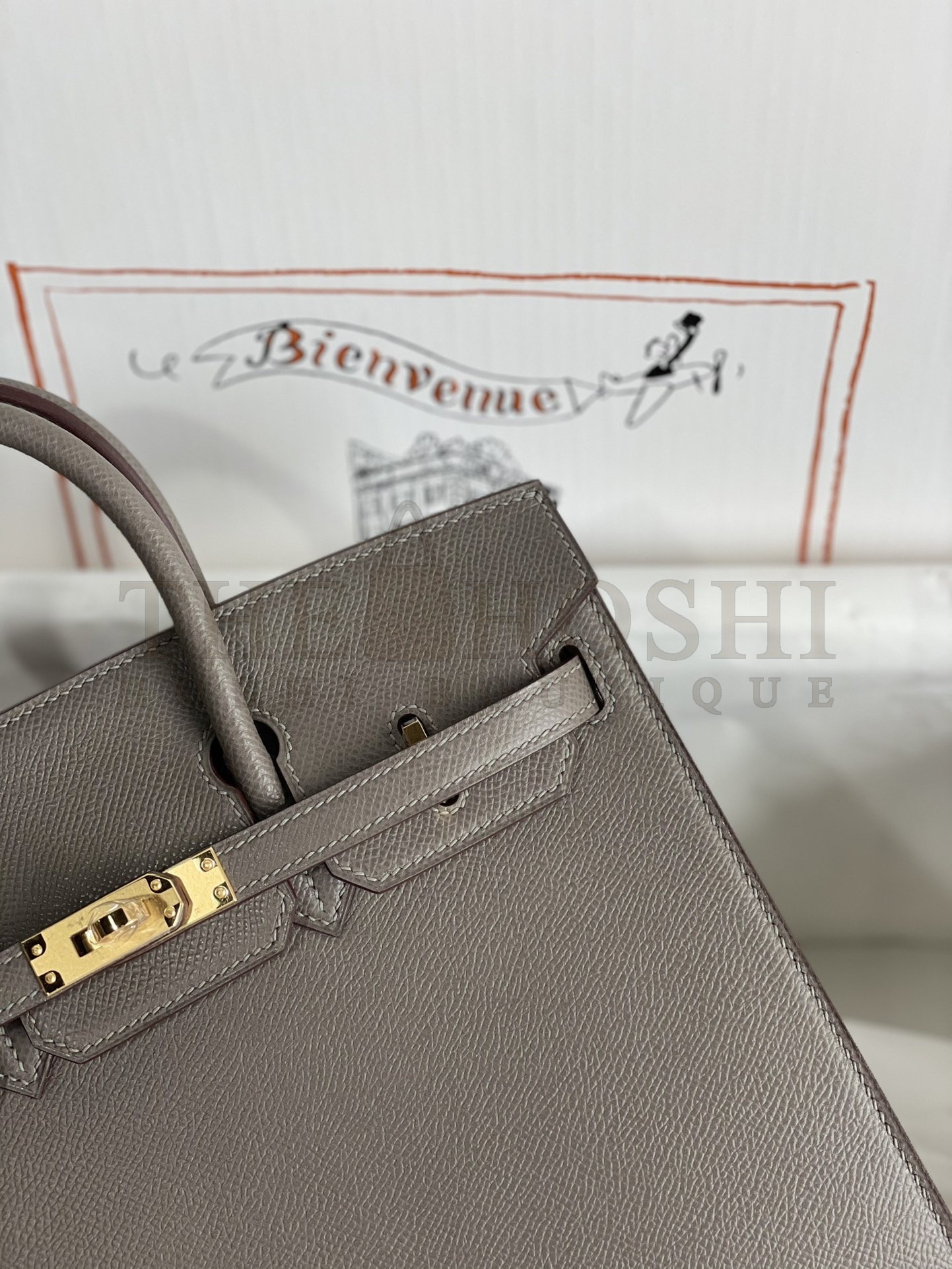 H**me5 Birkin 25 Sellier Handmade Bag In Etain Epsom Calfskin Master Quality