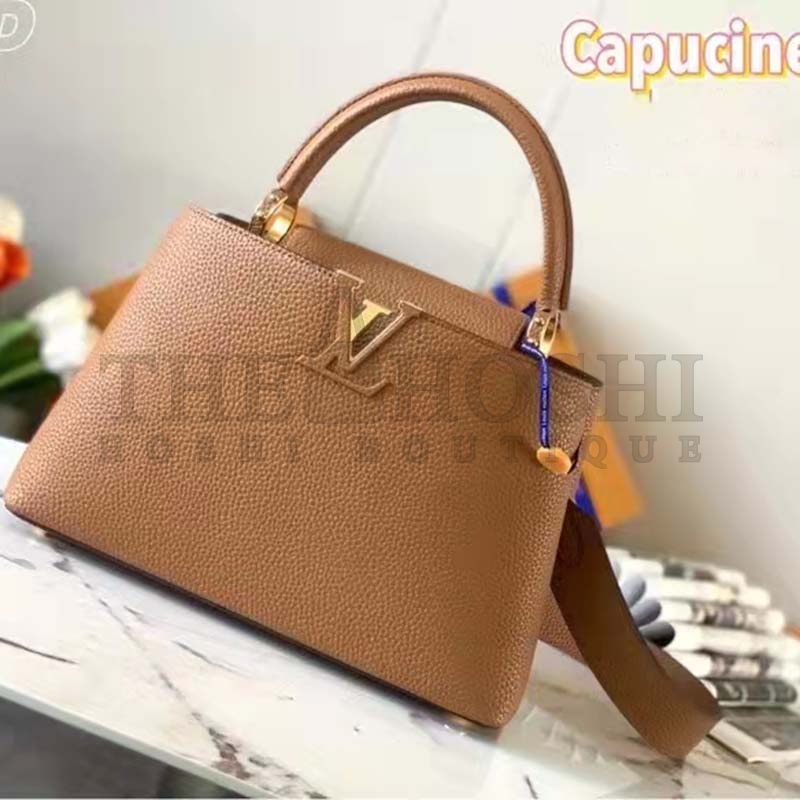 L0vis Vvtt0n LV Women Capucines MM Handbag Gold Arizona Taurillon Cowhide Master Quality
