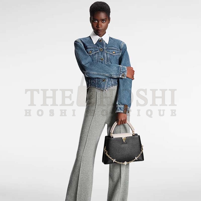 L0vis Vvtt0n LV Women Capucines MM Handbag Black Gray Taurillon Leather Master Quality