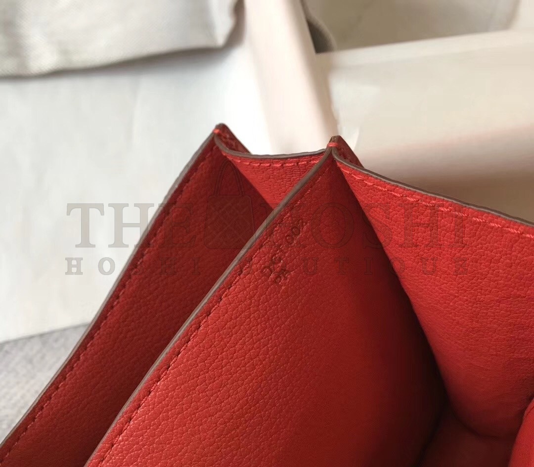 H**me5 Constance 24cm Bag In Red Embossed Crocodile Master Quality