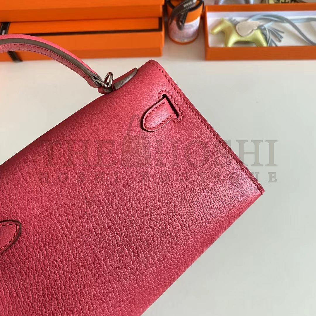 H**me5 Women Mini Kelly 20 Bag Epsom Leather Silver Hardware-Rose Master Quality