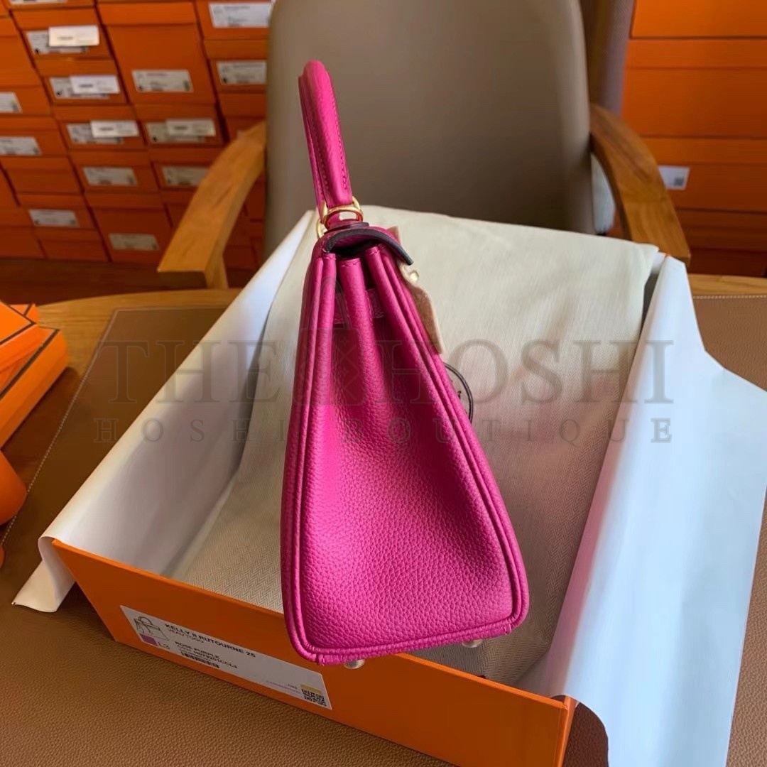 H**me5 Kelly Retourne 25 Handmade Bag In Rose Purple Clemence Leather Master Quality