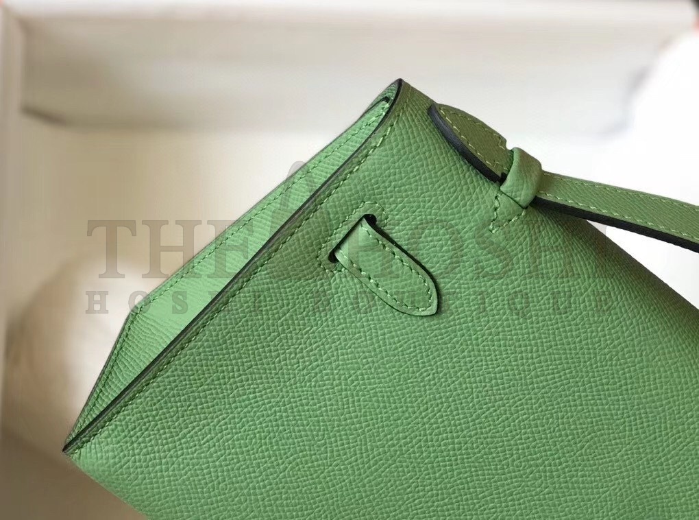 H**me5 Kelly Pochette Bag In Vert Criquet Epsom Leather Master Quality