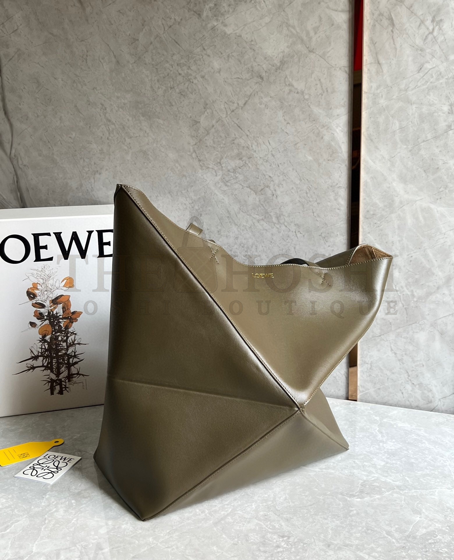 L0ew* Large Puzzle Fold Tote Bag in Dark Green Calfskin Master Quality